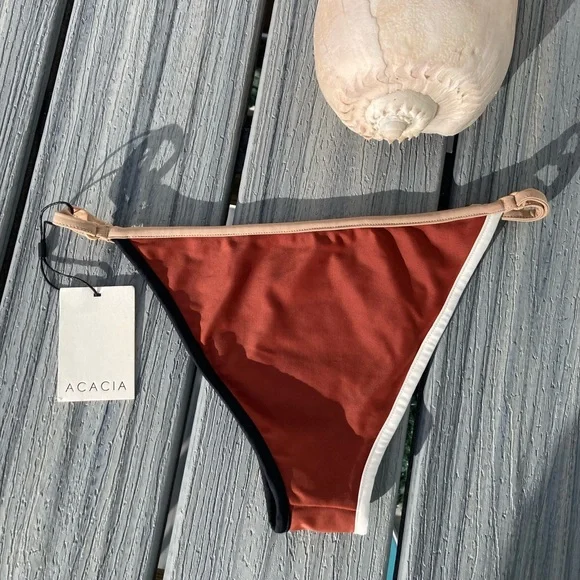 ACACIA - Free People Clove Piped Oxford Bikini Bottom - L - Picture 11 of 16